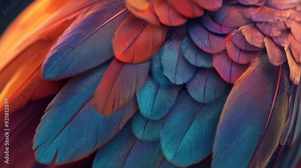 Close-up of Vibrant Blue and Orange Bird Feathers Close-up of Vibrant Blue and Orange Bird Feathers