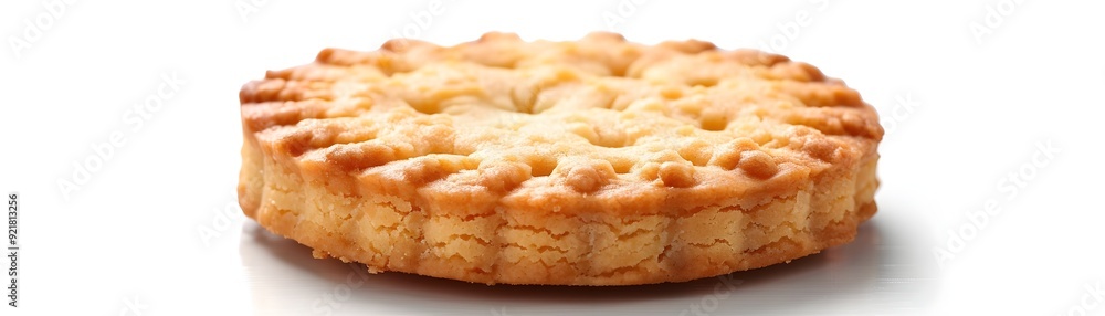 Buttery Golden Shortbread Cookie on Pristine White Background with Copy Space Buttery Golden Shortbread Cookie on Pristine White Background with Copy Space