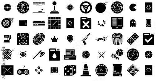 Mega Set Of Vector Games Glyph Icons Web Header Banner Design Containing Games,Play,Controller,Video-Games,Game Vector Icon Set Linear Pictogram Pack