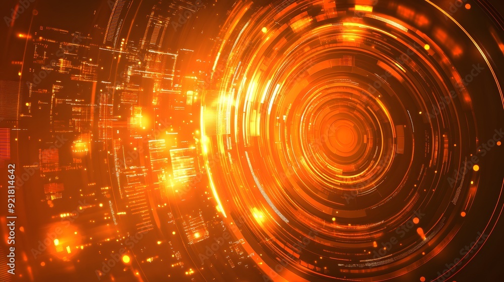 Obraz premium orange Abstract technology background circles digital hi-tech technology design background. concept innovation. vector illustration
