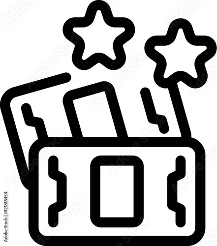 Line icon of a credit card with stars appearing above it, representing a bonus or rewards program