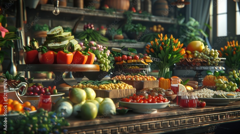 Preparing The Food Display, Meticulous And Creative Preparing The Food Display, Meticulous And Creative