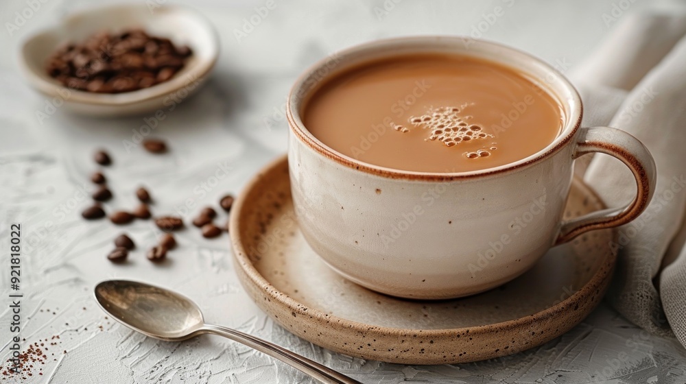 A Cup of Coffee on a Rustic Table A Cup of Coffee on a Rustic Table