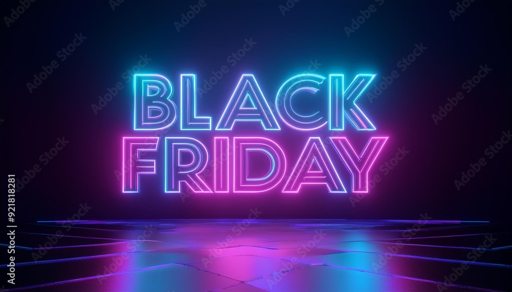 Vibrant neon lights showcase 'Black Friday' in a modern, electrifying design, perfect for promotional and festive content. Vibrant neon lights showcase 'Black Friday' in a modern, electrifying design, perfect for promotional and festive content.