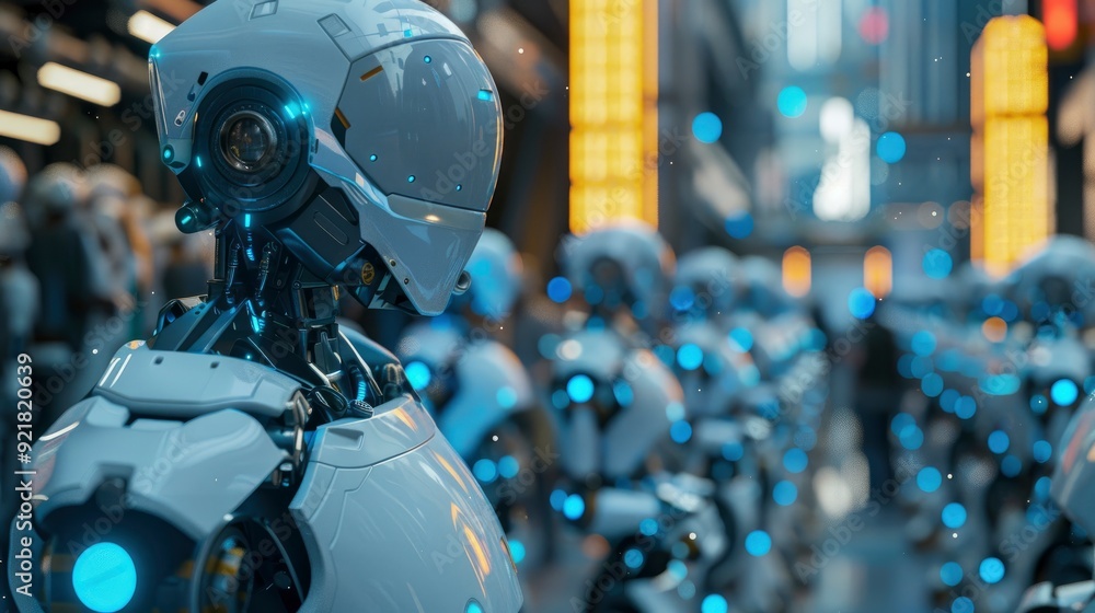 Fototapeta premium The Sleek, Futuristic Ai Tech Concept Features Smart Robots And Innovative Technology