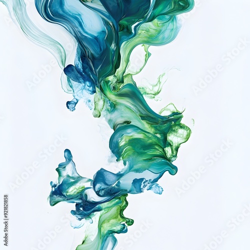 Vibrant Menthol Expressionism   Abstract Swirling Brushstrokes of Greens and Blues