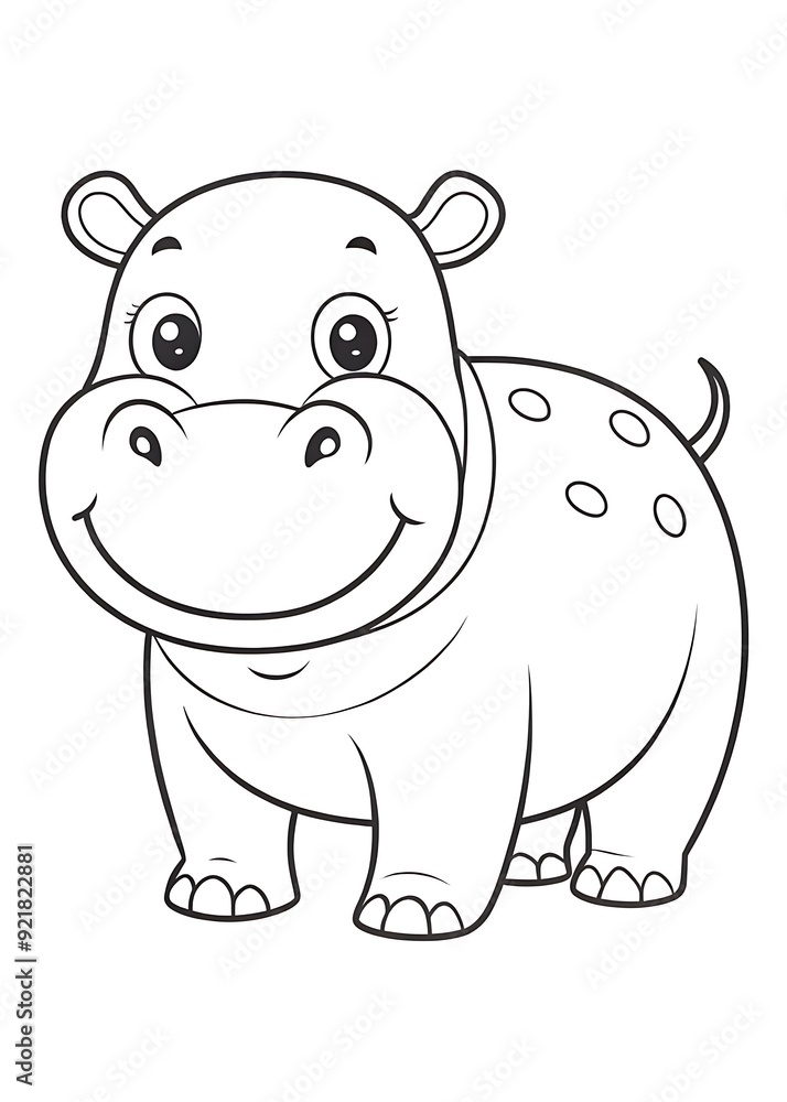 Fototapeta premium Charming Hippopotamus Coloring Pages for Kids: Fun and Engaging Activity. Cute. Hippopotamus. Coloring. Pages. Activity