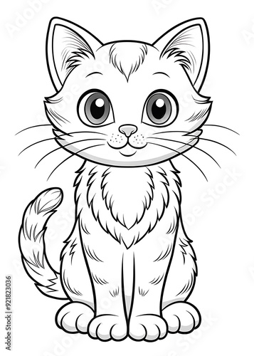 Beautiful Cat Coloring Pages: Easy and Fun for Kids. Cute. Cat. Coloring. Pages. Easy