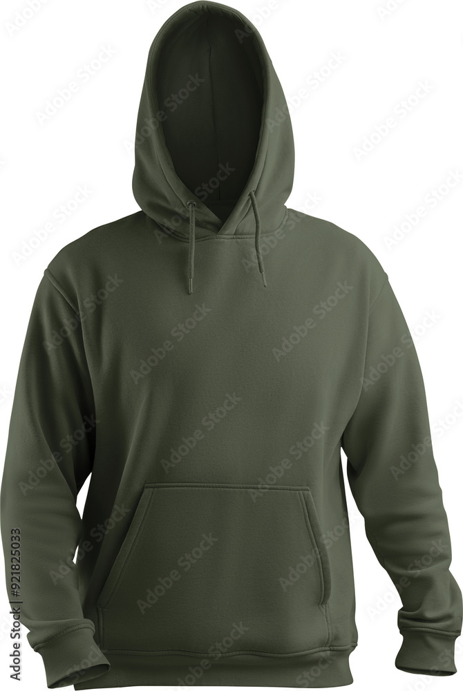 Mockup green, army, khaki Hoodie oversized 3D rendering, png, front view Mockup green, army, khaki Hoodie oversized 3D rendering, png, front view