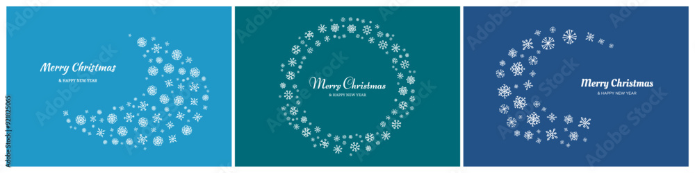 Set of Merry Christmas backgrounds with snowflakes Set of Merry Christmas backgrounds with snowflakes