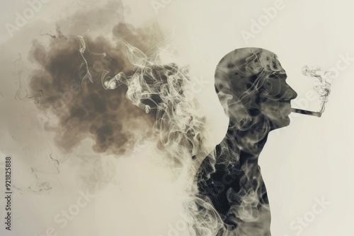 Monochrome image of a childs profile engulfed in smoke a stark warning about the impacts of secondhand smoke