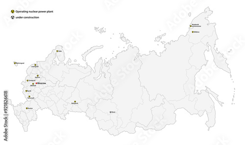 Map of operating Russian nuclear power plants