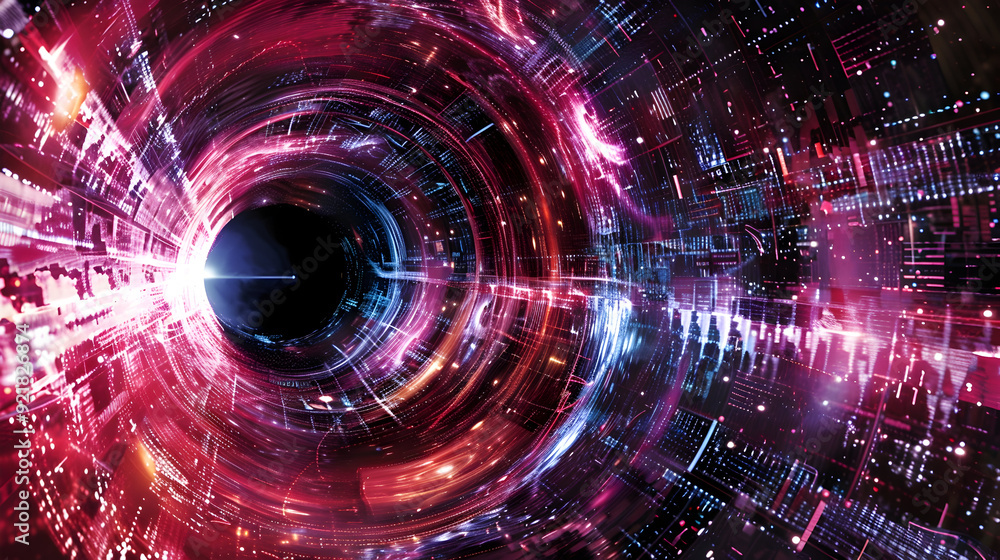 Obraz premium Abstract Background with Neon Lights in a Circular Pattern