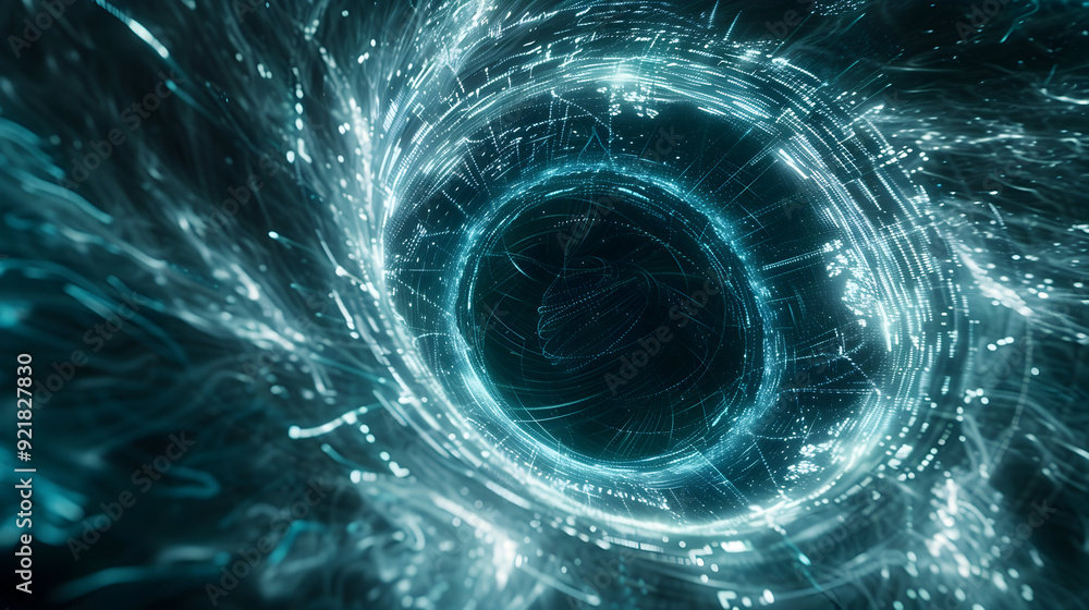 Abstract 3D Illustration of a Rotating Blue and White Lights Tunnel Abstract 3D Illustration of a Rotating Blue and White Lights Tunnel