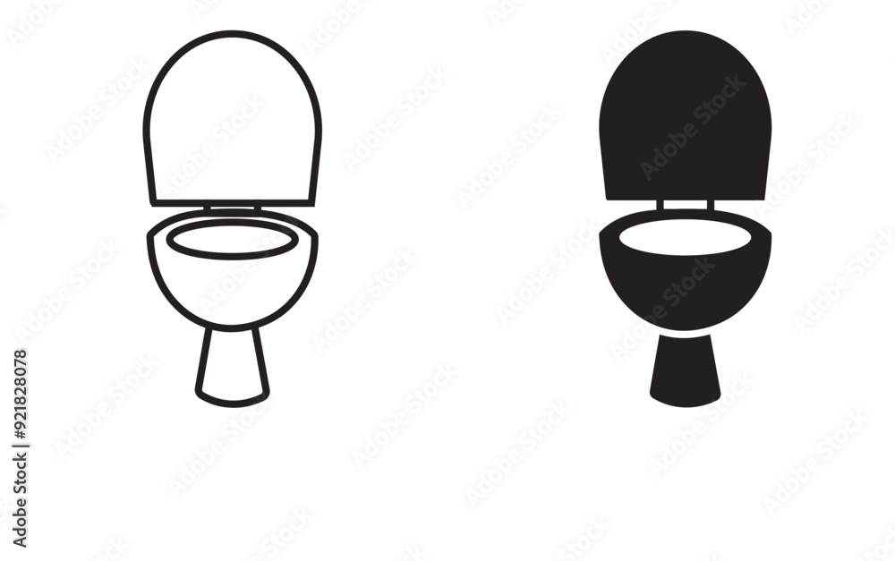 Toilet icon on white background. Toilet bowl with open and closed cover ...