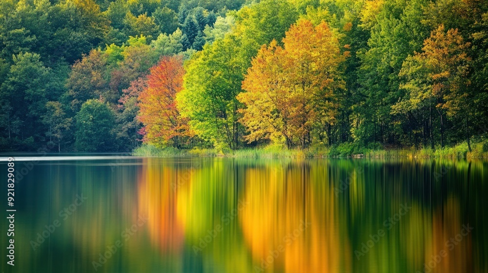 Autumnal Forest Reflected in Still Water Autumnal Forest Reflected in Still Water