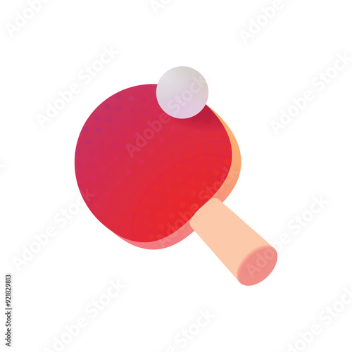Paddle and ping pong ball used in the sport of table tennis vector icon. Isolated table tennis sport sign design.