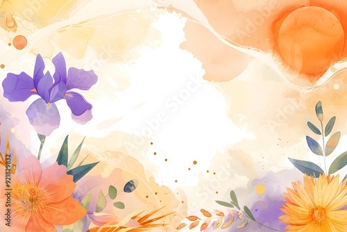Wallpaper Mural Watercolor background with flowers. Colorful Watercolor flowers Torontodigital.ca