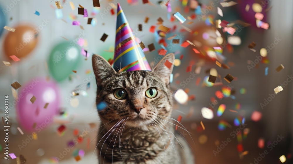 cat celebration with comical cat in a hat cat celebration with comical cat in a hat