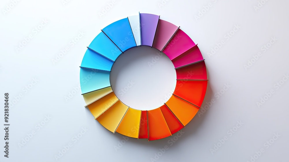 Fototapeta premium Circular chart with overlapping segments, modern and minimalistic design on a white background