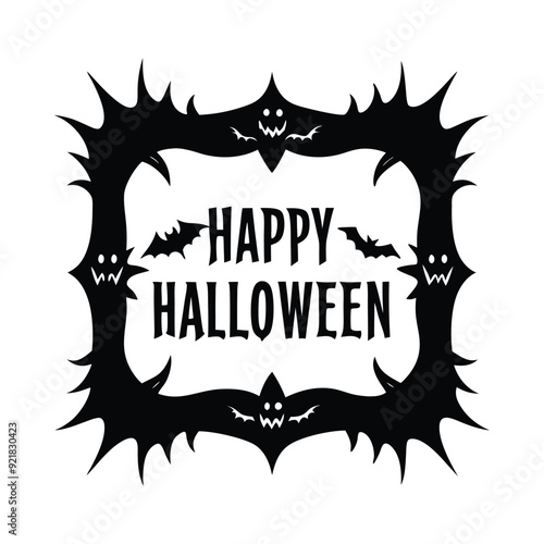  Vintage Creepy Halloween Frame Vector.