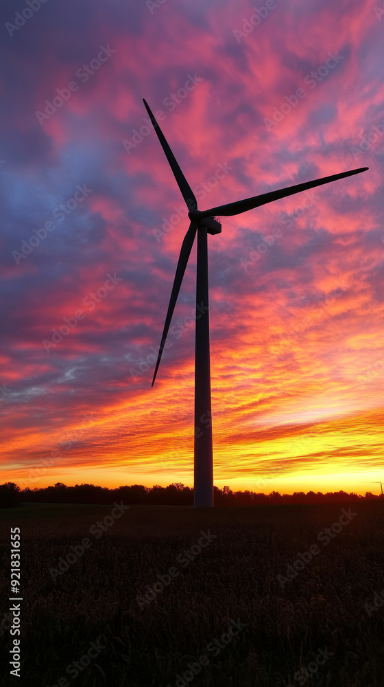 Obraz premium Wind Turbine Aerial Perspective, sustainable energy solutions, green technology, environmental harmony, renewable resources, ecological balance, climate action, nature and innovation, clean energy.