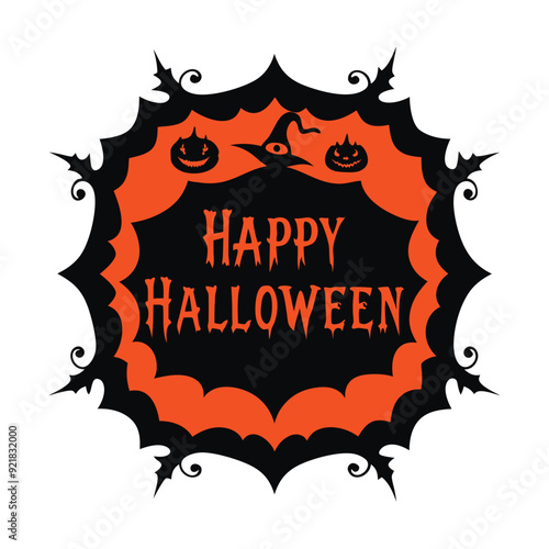  Vintage Creepy Halloween Frame Vector.