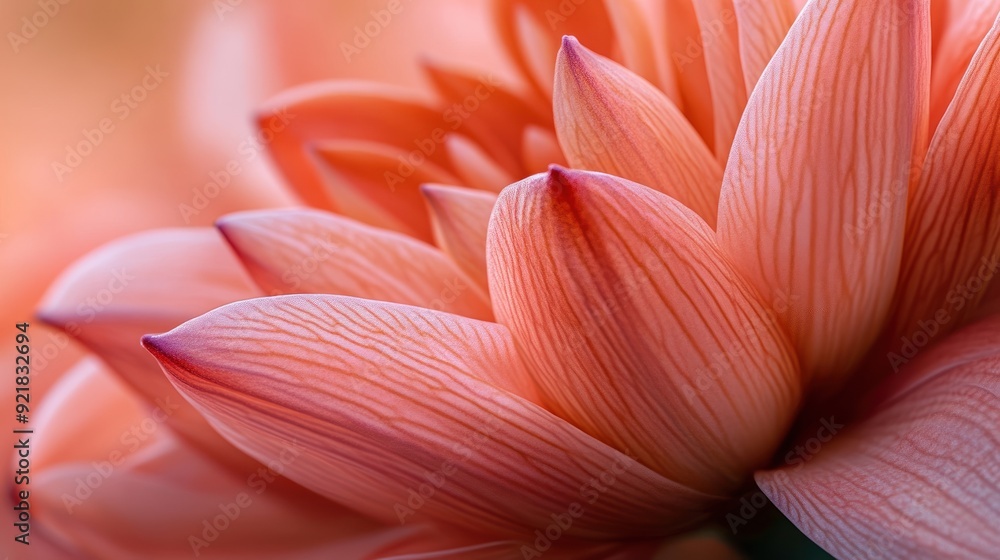 Close-up of Delicate Peach Flower Petals with Veined Texture Close-up of Delicate Peach Flower Petals with Veined Texture