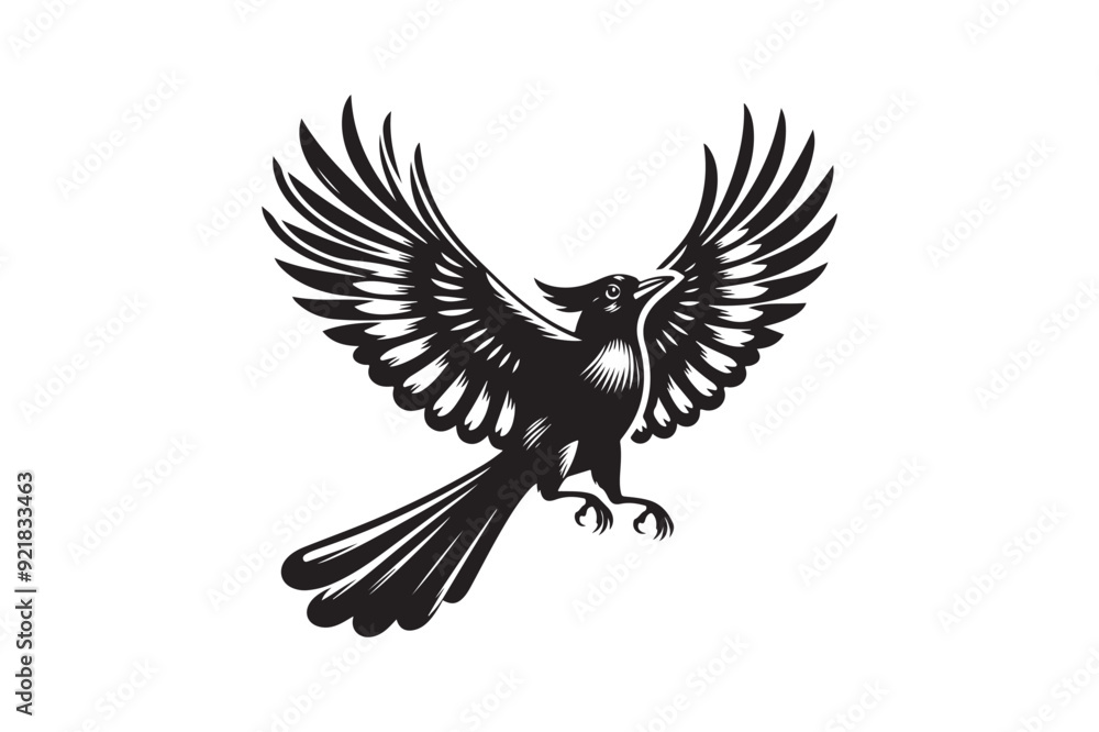 Naklejka premium Jay bird silhouette vector illustration