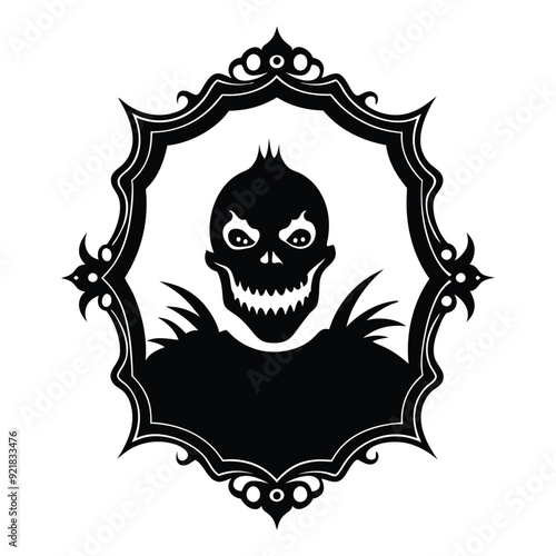  Vintage Creepy Halloween Frame Vector.