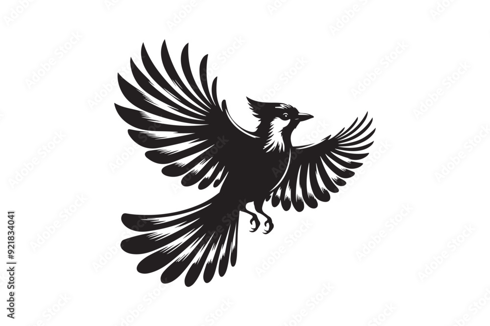 Obraz premium Jay bird silhouette vector illustration