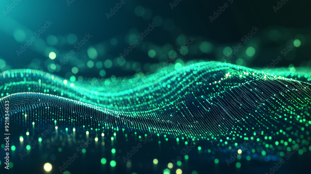 Digital technology futuristic internet network connection with a blue-green background. Abstract cloud cyber information communication, AI, big data, and innovation in future tech. 3D vector illustrat Digital technology futuristic internet network connection with a blue-green background. Abstract cloud cyber information communication, AI, big data, and innovation in future tech. 3D vector illustrat