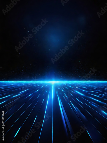 Blue blue spectrum lights tech black party club neon lights abstract wave technology background, black background. wide banner, poster, website, video editing, background. ai