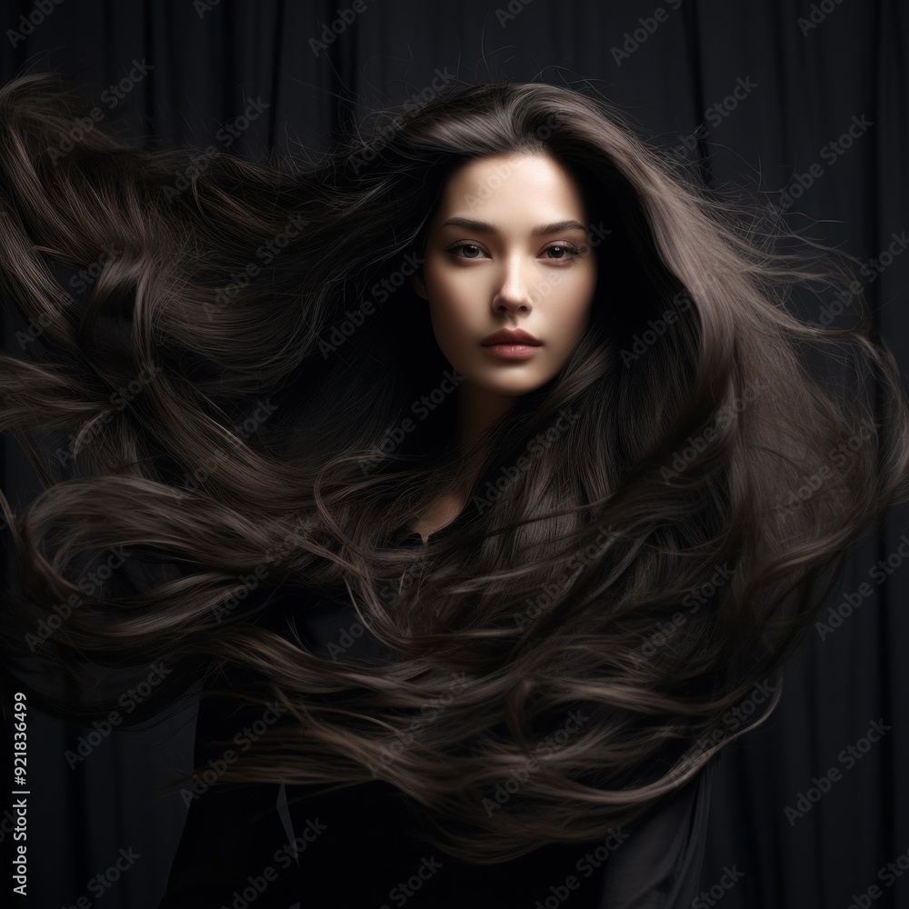 Beautiful young woman with long flying hair. Beautiful young woman with long flying hair.