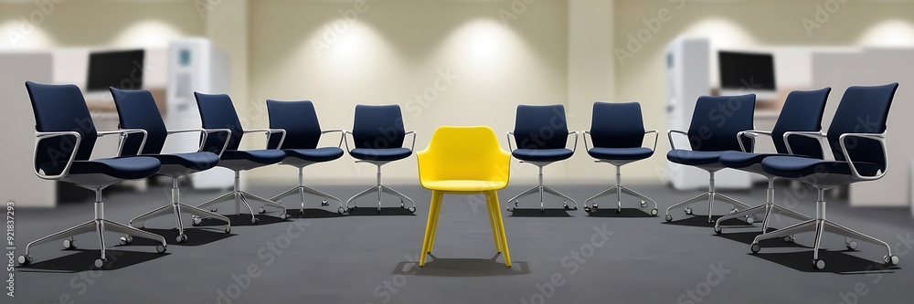 Different chair, teamwork and leadership concept Different chair, teamwork and leadership concept