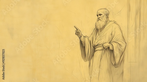 Biblical Illustration of The Lord Calls Samuel: Samuel Growing in Stature and Favor with the Lord and People, Faithfully Serving in the Temple, Beige Background, Faith, Growth, Old Testament photo