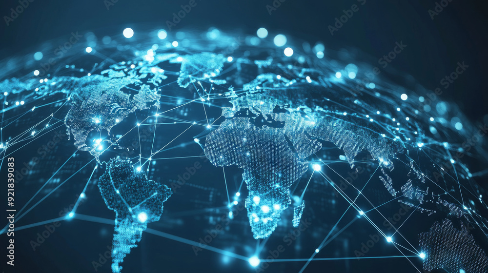 Global network connection enveloping the Earth with lines of innovative perception. Concept of 5G wireless digital connectivity and future internet of things. 3D illustration. Global network connection enveloping the Earth with lines of innovative perception. Concept of 5G wireless digital connectivity and future internet of things. 3D illustration.