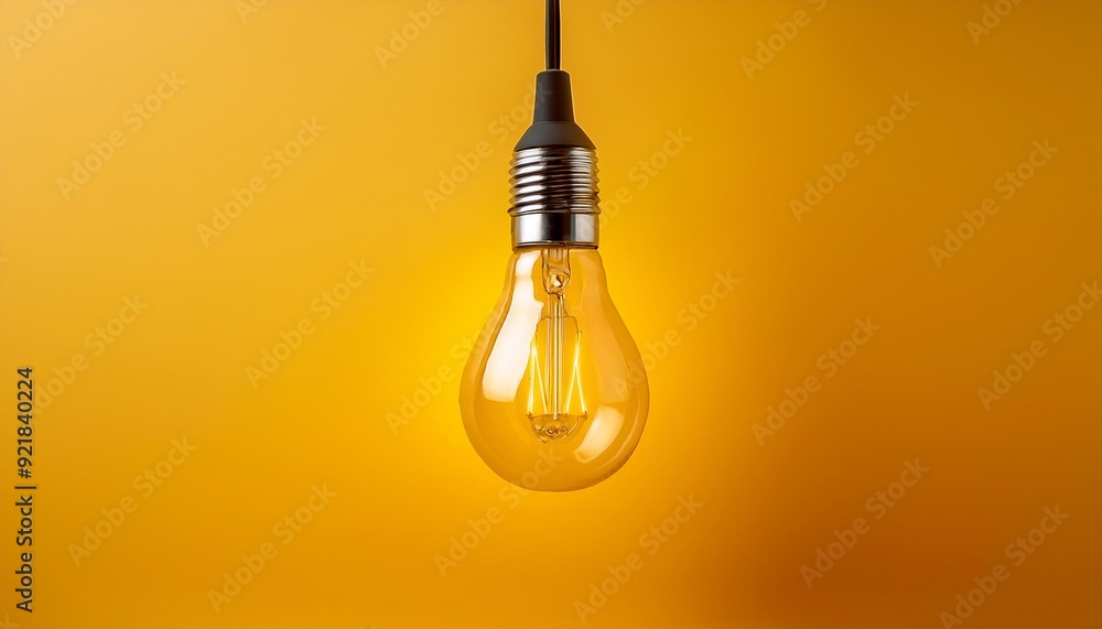 One hanging light bulb on a yellow background,bulb, light, lamp, electricity, energy, idea, power, electric, glass, light bulb, innovation, One hanging light bulb on a yellow background,bulb, light, lamp, electricity, energy, idea, power, electric, glass, light bulb, innovation,