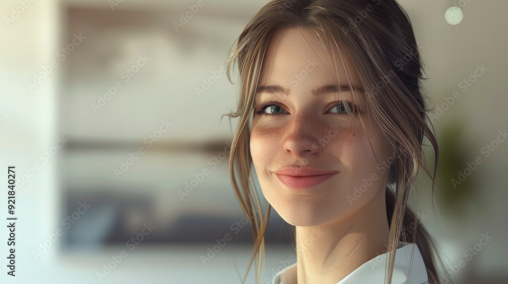 A Young Office Worker Smiles Confidently For A Portrait A Young Office Worker Smiles Confidently For A Portrait