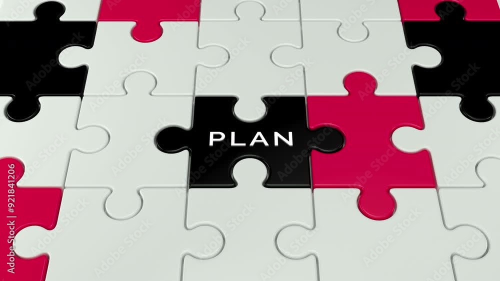 goal plan text on Puzzle jigsaw flipping rotation two words 3d Animation goal plan text on Puzzle jigsaw flipping rotation two words 3d Animation