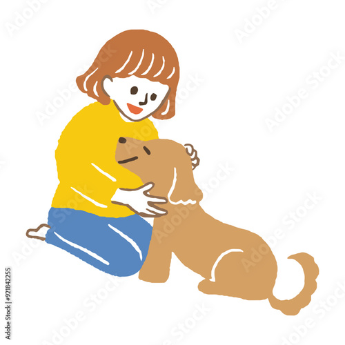 illustration of woman and her dog