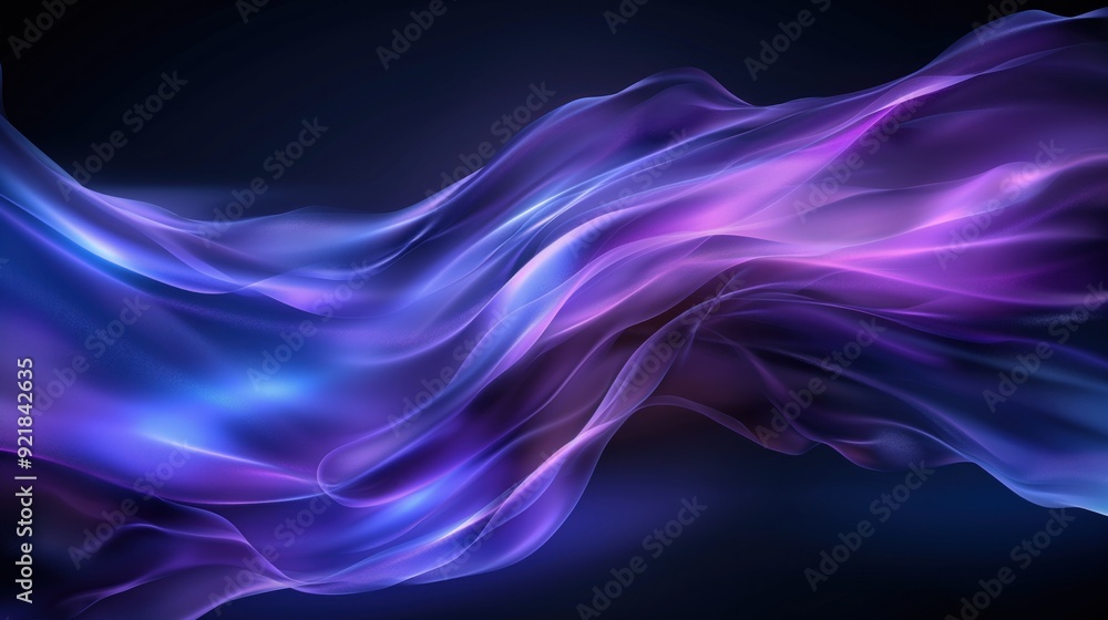 Colorful waves in purple and blue flow seamlessly across a dark background, creating a mesmerizing visual effect that captures the beauty of digital art Colorful waves in purple and blue flow seamlessly across a dark background, creating a mesmerizing visual effect that captures the beauty of digital art