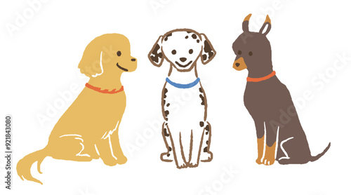 illustration of group of dogs