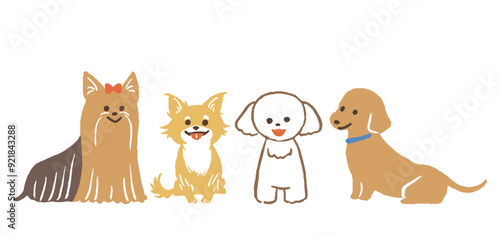 illustration of group of dogs