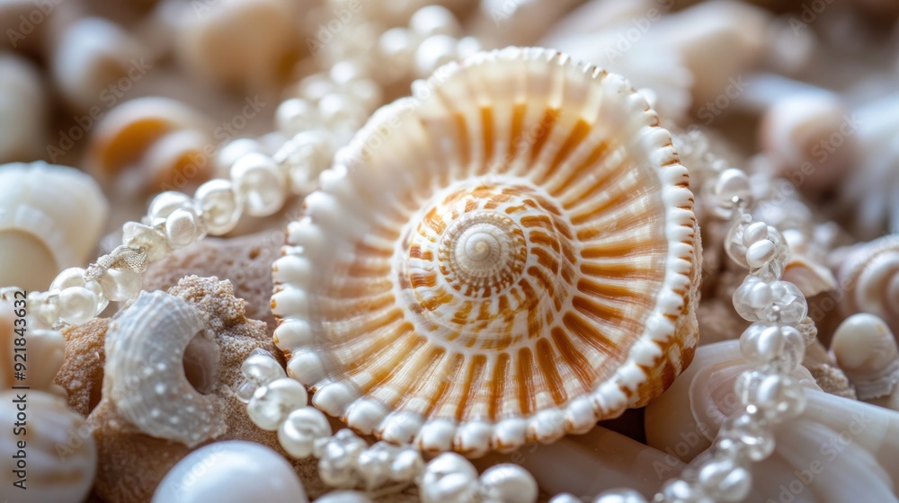 White Pearls and a Spiral Seashell White Pearls and a Spiral Seashell