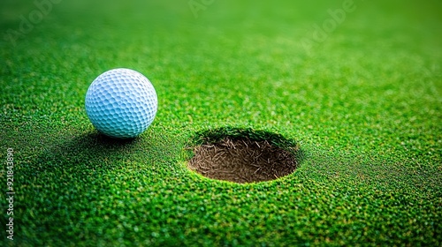 Golfer s eye view looking down the fairway, showing the perfect alignment between the ball and the target photo