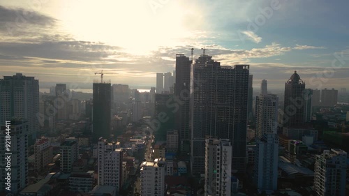 Wallpaper Mural Cinematic drone shot of skyline buildings construction in an urban metropolitan area Torontodigital.ca