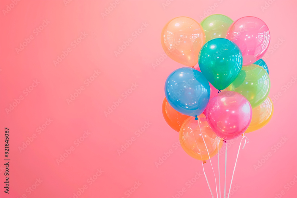 Colorful balloons on pink background with copy space. Colorful balloons on pink background with copy space.