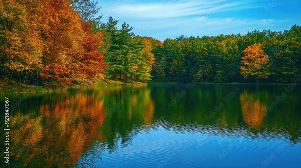 Autumn Forest Reflected in a Still Lake Autumn Forest Reflected in a Still Lake