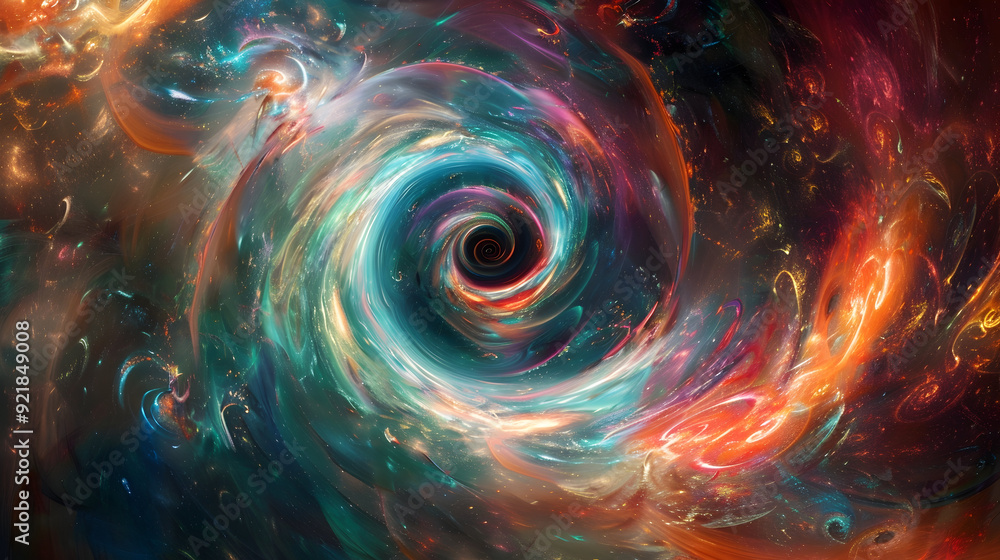 Abstract Cosmic Swirl with Black Hole Illustration Abstract Cosmic Swirl with Black Hole Illustration